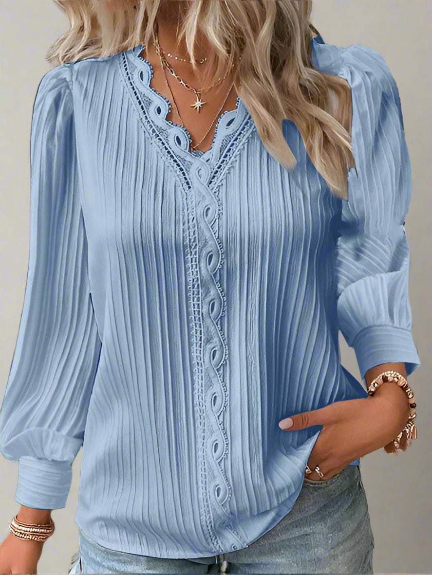 Elegant Lace V-Neck Blouse