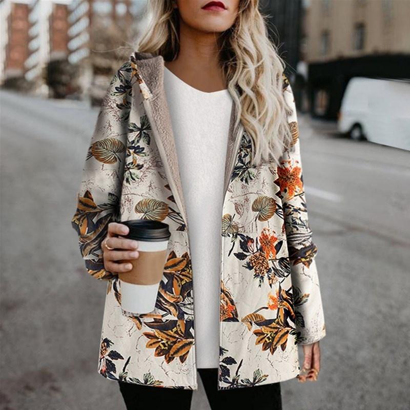NuMode | Coat Loose Floral Fleece Lined
