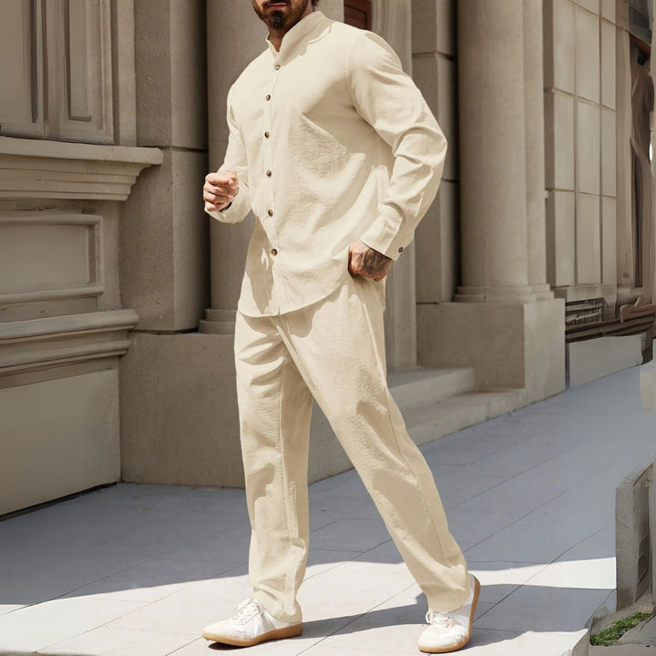 Men's Stand Collar Shirt & Pants Set