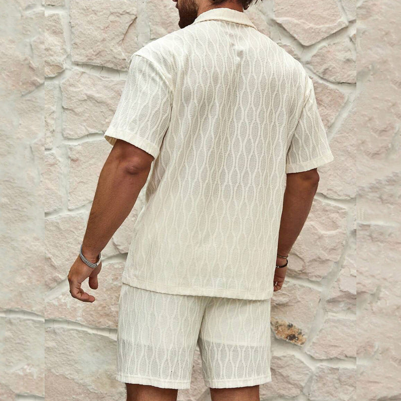 NuMode | Men's Textured Knit Shirt & Shorts Set