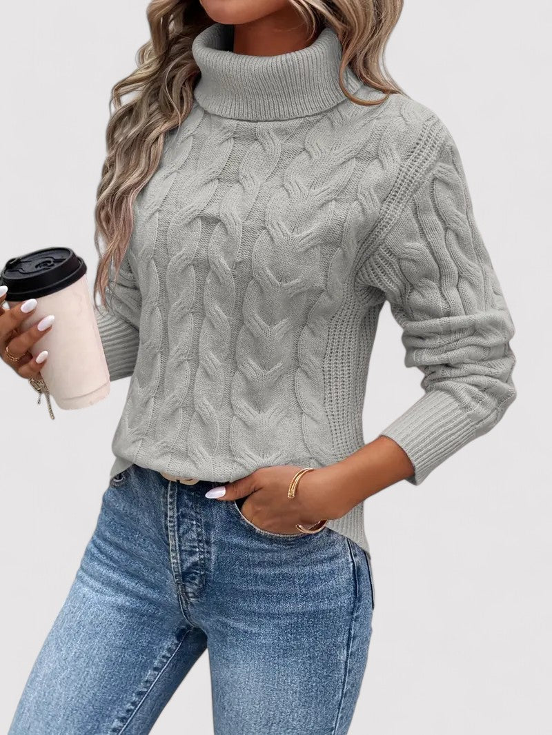 12*sweat* NuMode | Cable Knit Women's Turtleneck Sweater