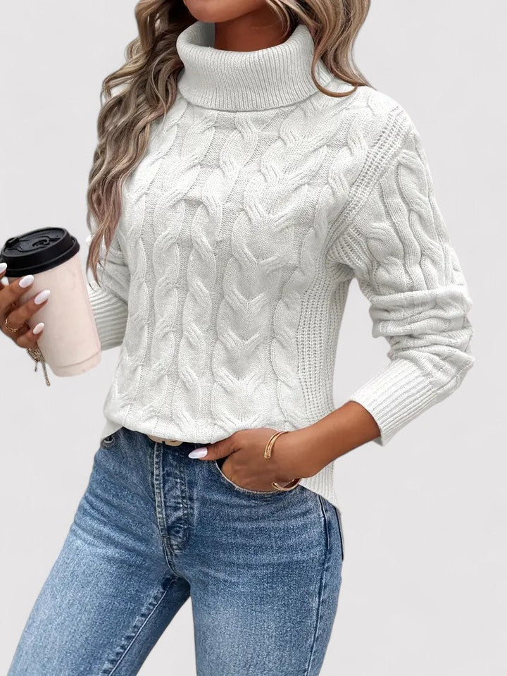 12*sweat* NuMode | Cable Knit Women's Turtleneck Sweater