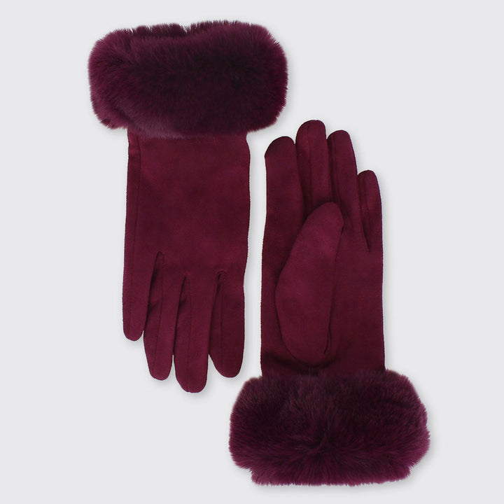 Gloves with Faux Fur Edge