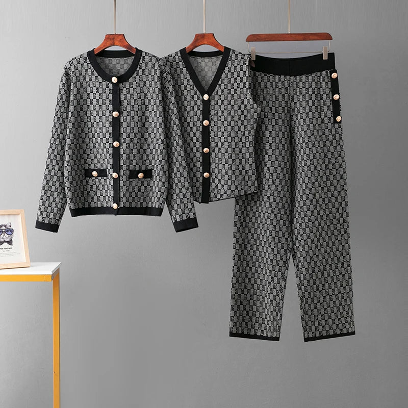 Women's Autumn-Winter Luxury Jacquard Knit Co-ord Set