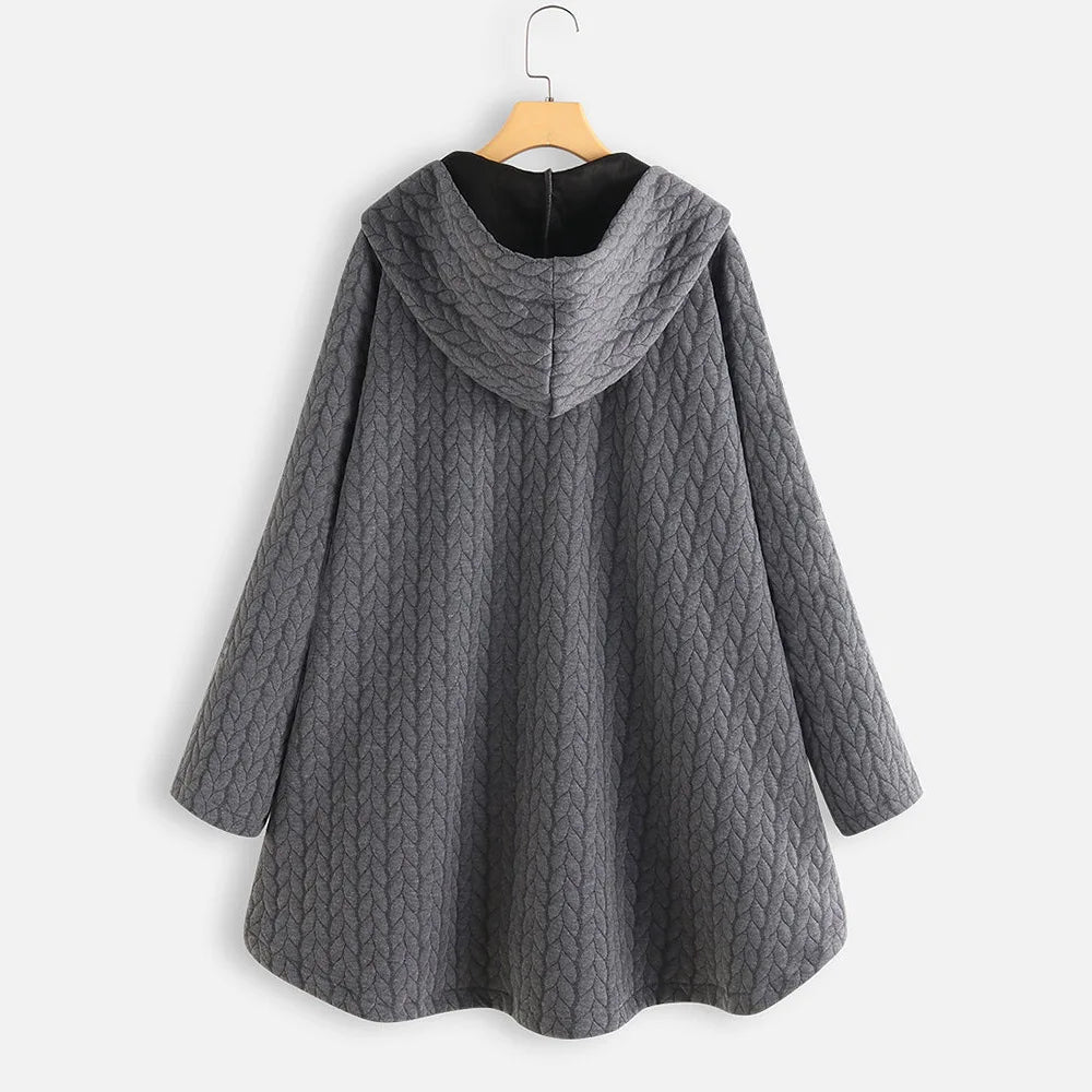 Women’s Cascade Knit Long Coat With Hooded