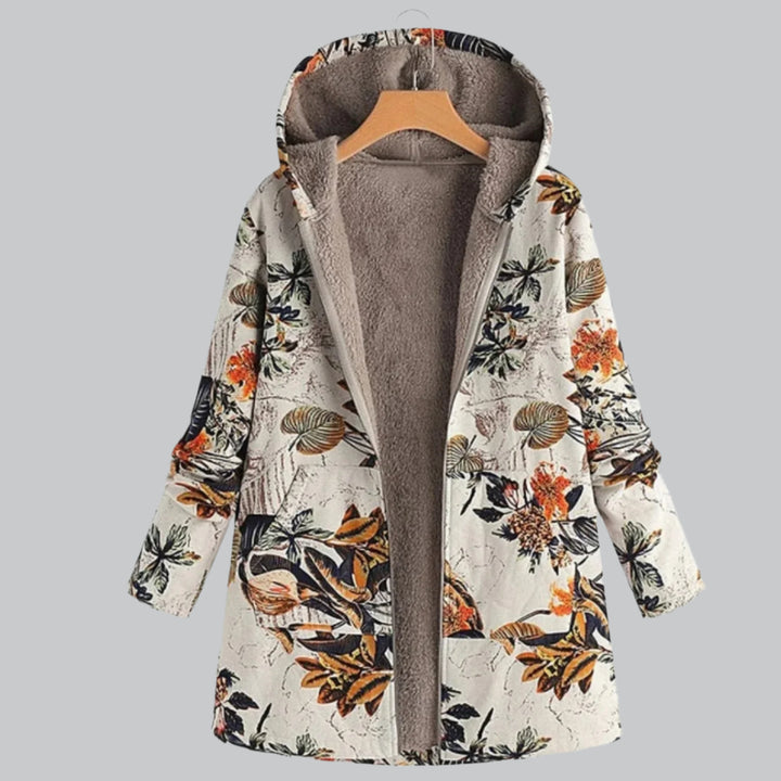 Coat Loose Floral Fleece Lined