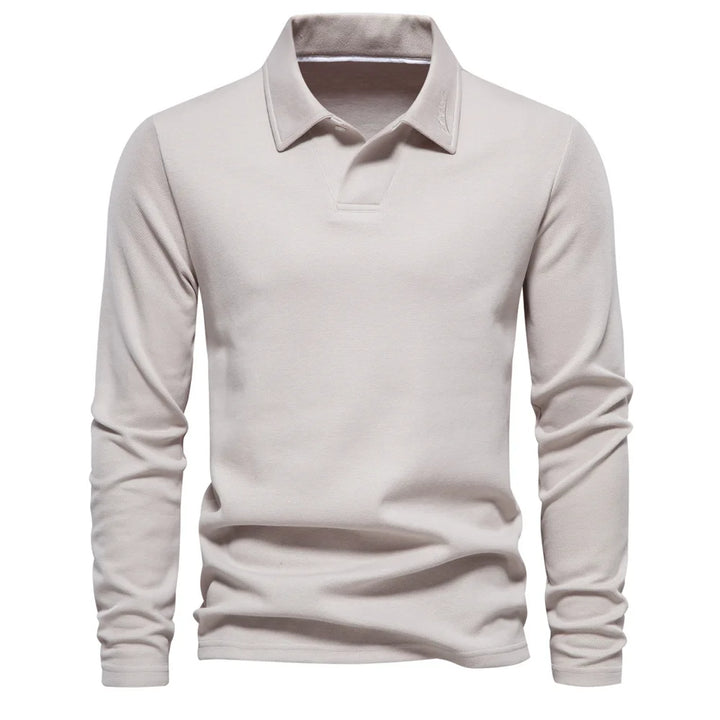 Men's Cotton Long-Sleeve Polo Shirt