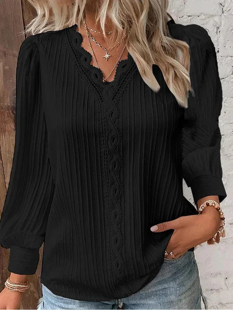 Elegant Lace V-Neck Blouse