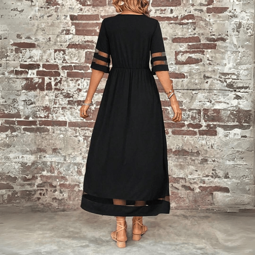 Merlot Mesh Accent Maxi Dress