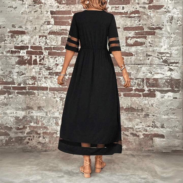 Merlot Mesh Accent Maxi Dress