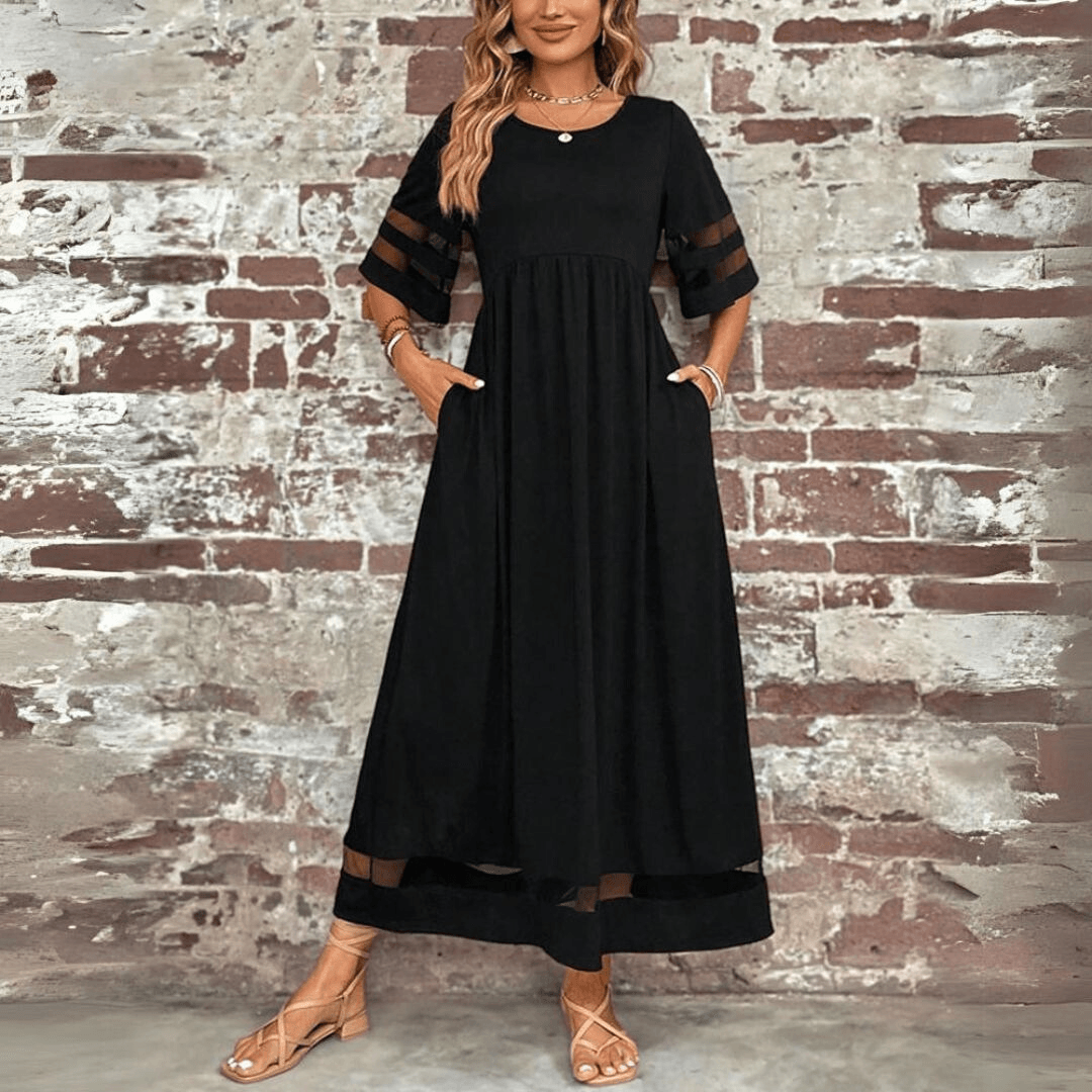 Merlot Mesh Accent Maxi Dress