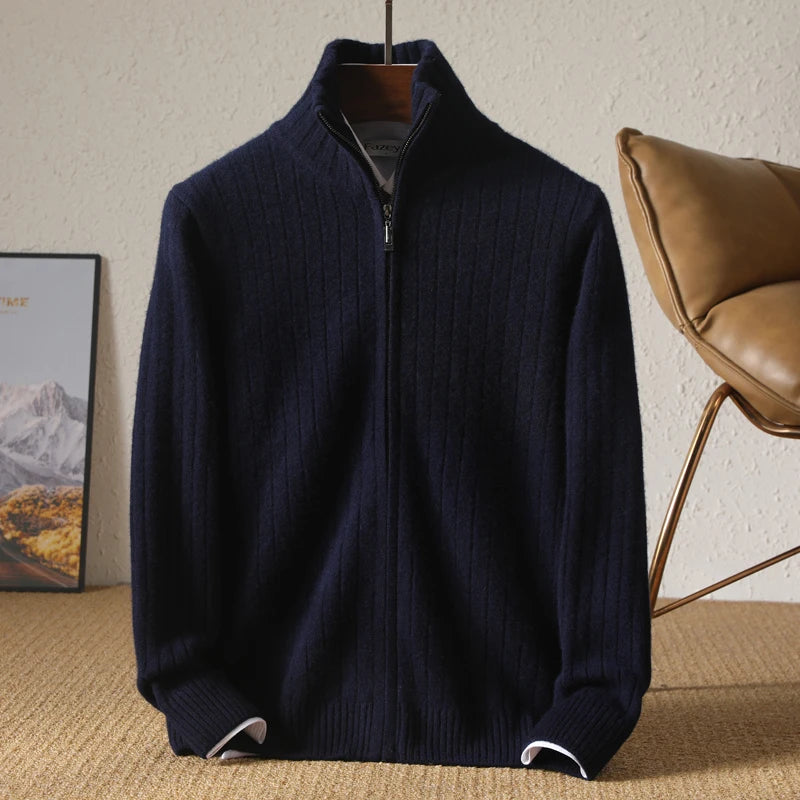 Pure Merino Wool Cardigan With Zipper