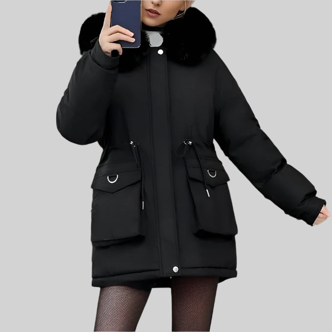 Women's Winter Jacket with Hooded Faux Fur