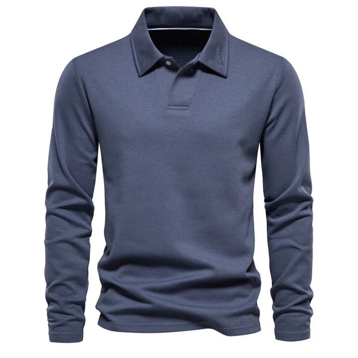 Men's Cotton Long-Sleeve Polo Shirt