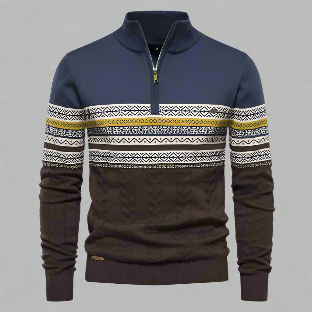 Striped Quarter-Zip Fleece Pullover