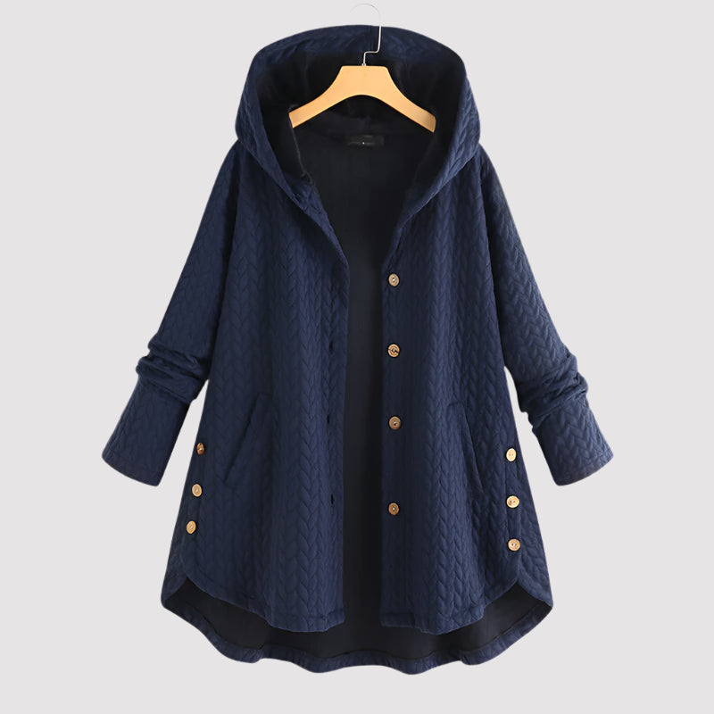 Women’s Cascade Knit Long Coat With Hooded