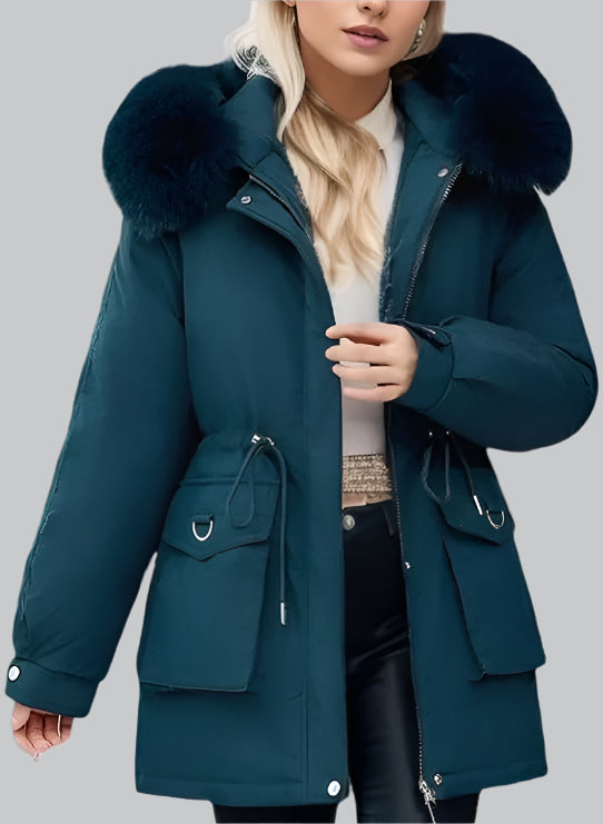 Women's Winter Jacket with Hooded Faux Fur
