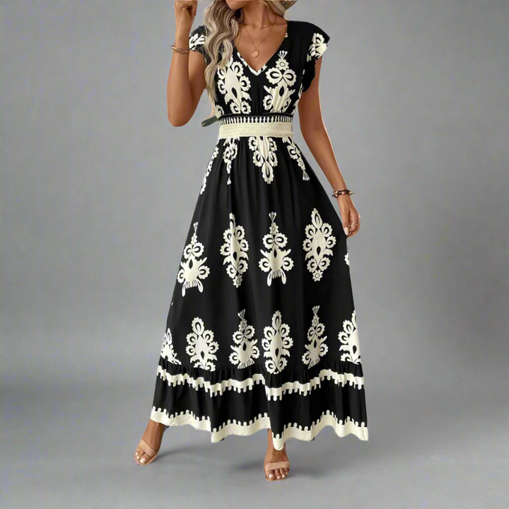 NuMode | Botanical Breeze Maxi Dress With V-Neck