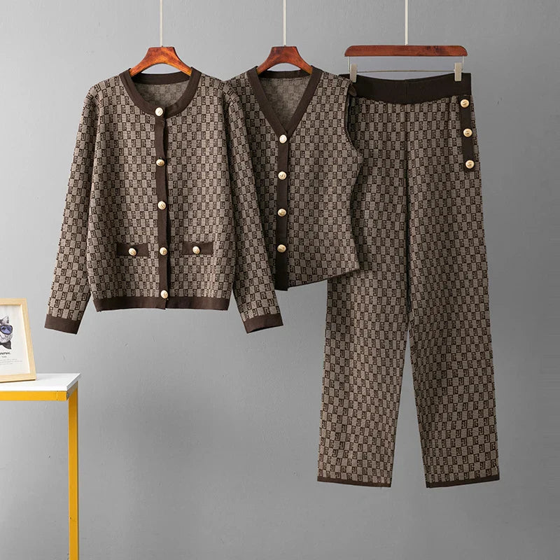 Women's Autumn-Winter Luxury Jacquard Knit Co-ord Set