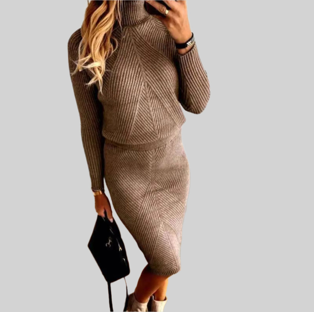 Women’s High Neck Knit Midi Dress