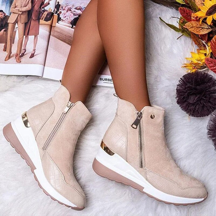 Casual Leather Ankle Boots with Zipper