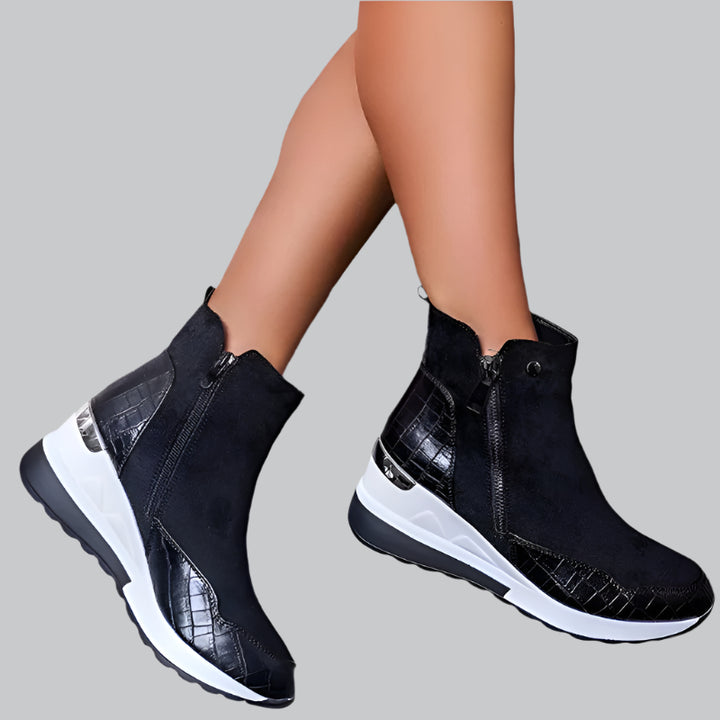 Casual Leather Ankle Boots with Zipper
