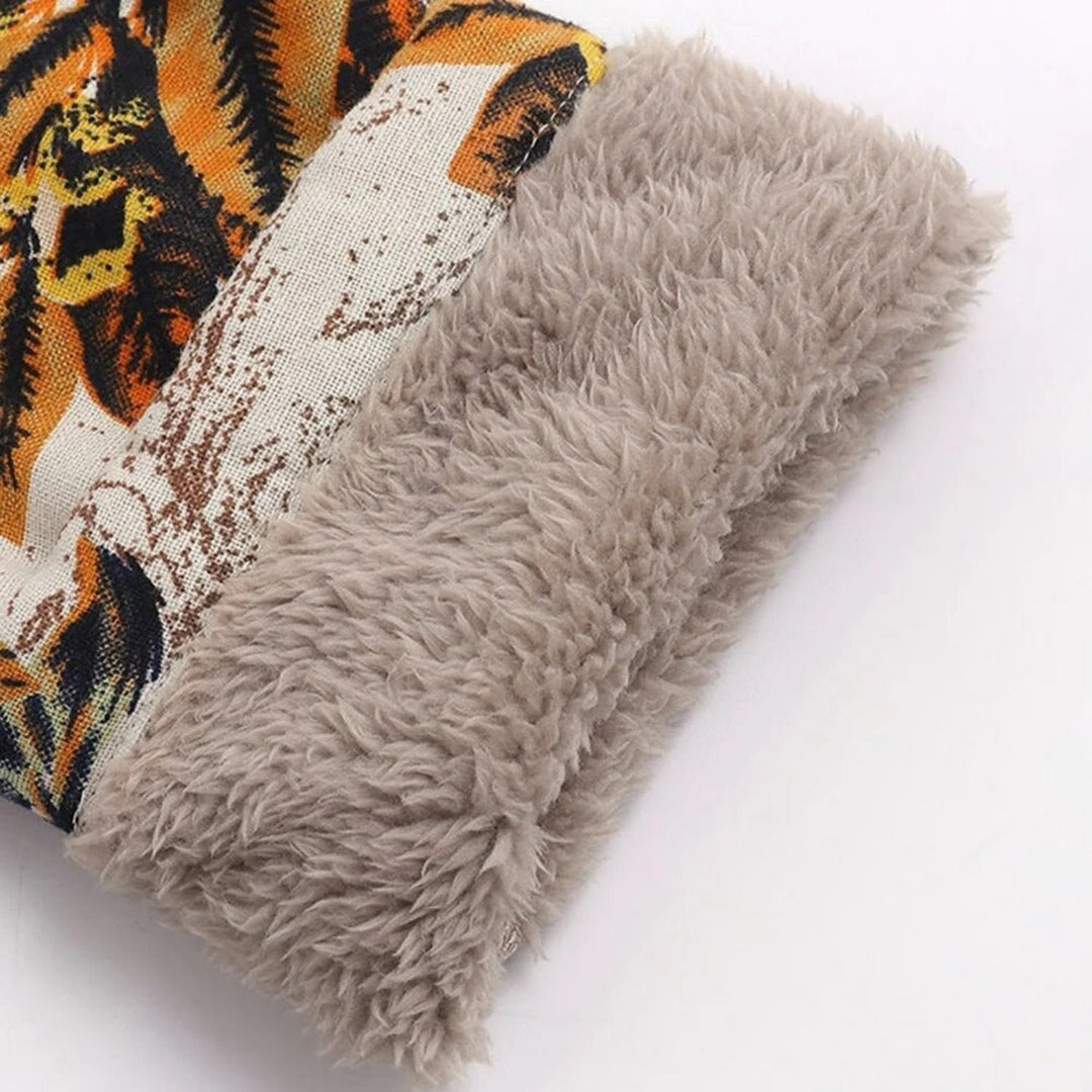 Coat Loose Floral Fleece Lined