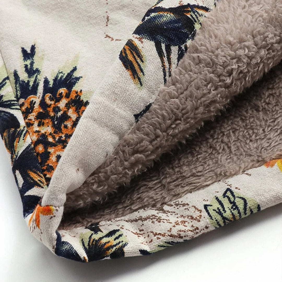 Coat Loose Floral Fleece Lined