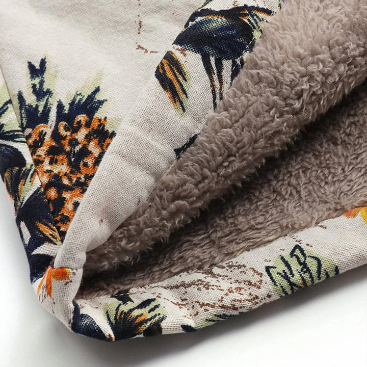 Coat Loose Floral Fleece Lined