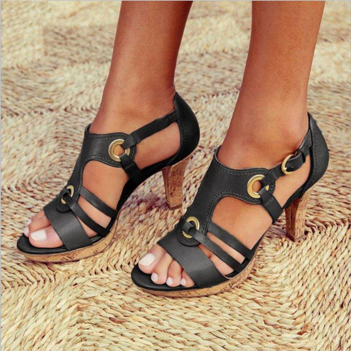 Comfortable High-Heel Block Sandals