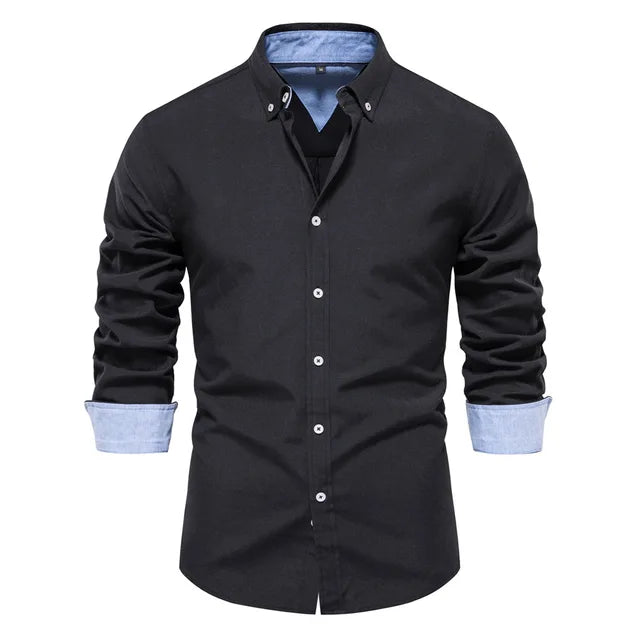 Men's Stand Collar Cotton Shirt