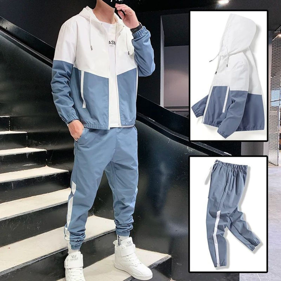Men's Colorblock Hooded Tracksuit Set