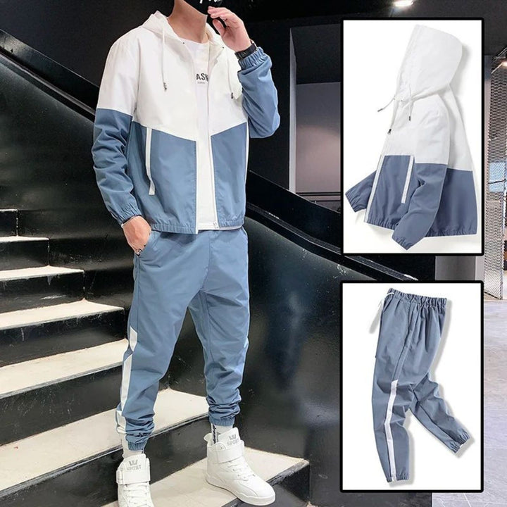 Men's Colorblock Hooded Tracksuit Set