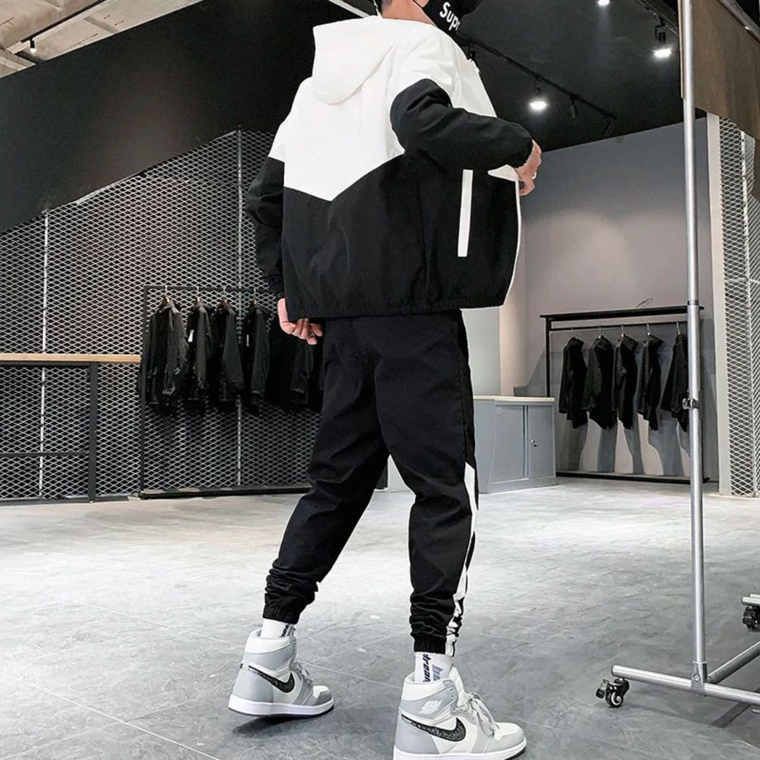 Men's Colorblock Hooded Tracksuit Set