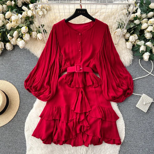 Elegant Long Sleeve A-Line Mini Dress