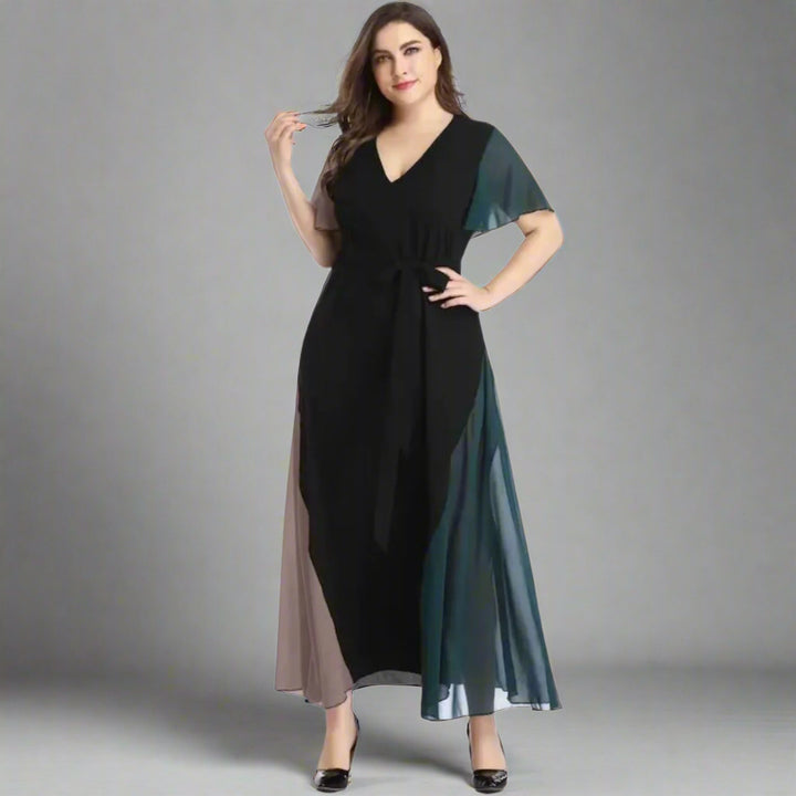 Elegant Chiffon Contrast Maxi Dress