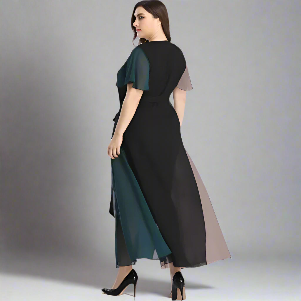 Elegant Chiffon Contrast Maxi Dress