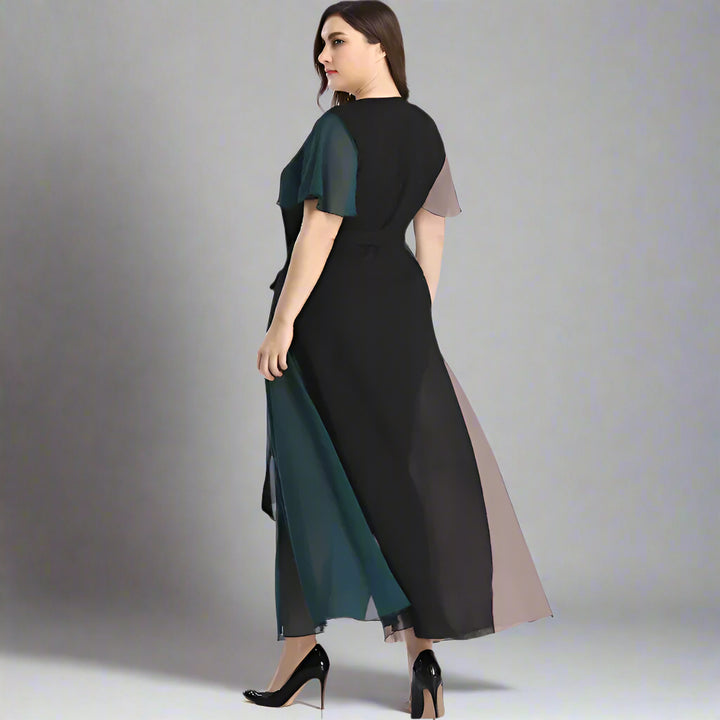 Elegant Chiffon Contrast Maxi Dress