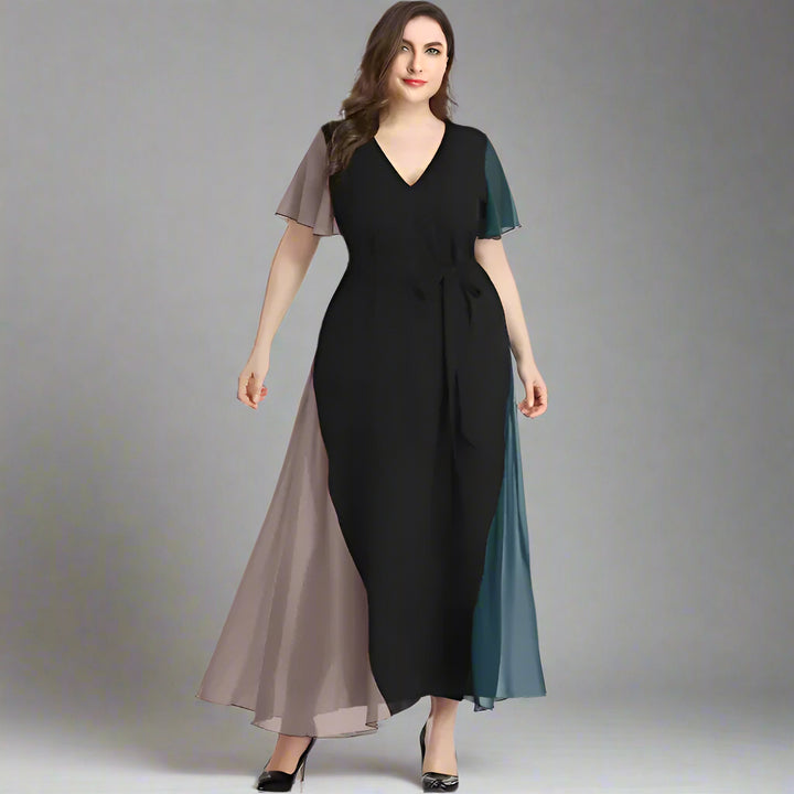 Elegant Chiffon Contrast Maxi Dress