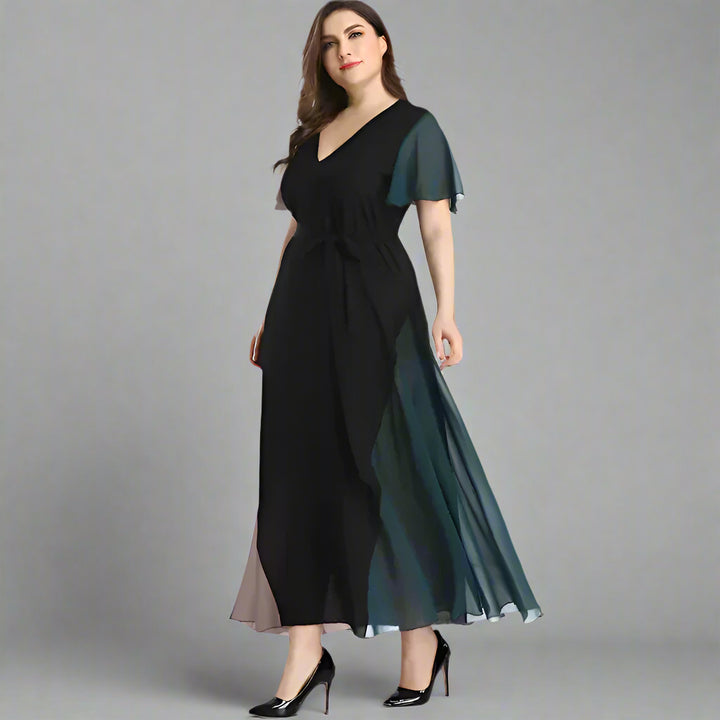 Elegant Chiffon Contrast Maxi Dress