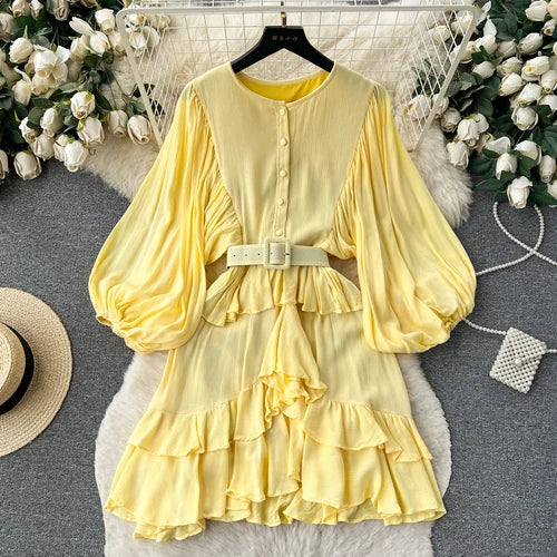 Elegant Long Sleeve A-Line Mini Dress