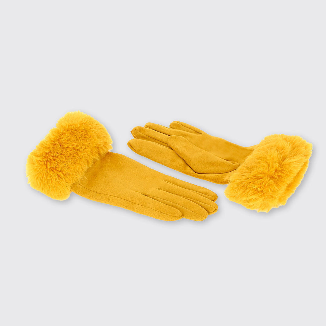 Gloves with Faux Fur Edge