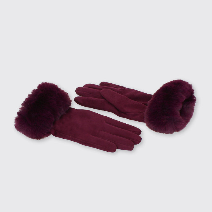 Gloves with Faux Fur Edge