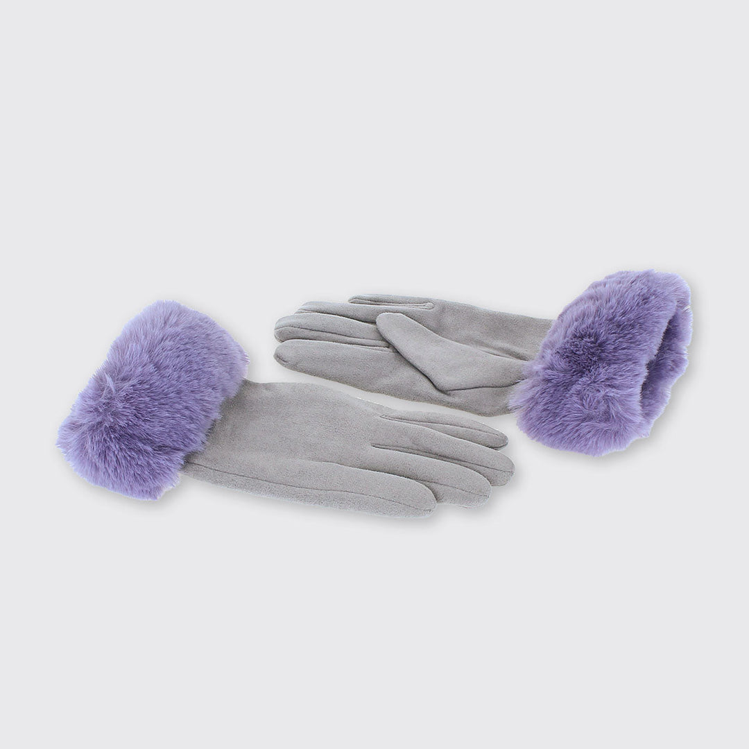 Gloves with Faux Fur Edge