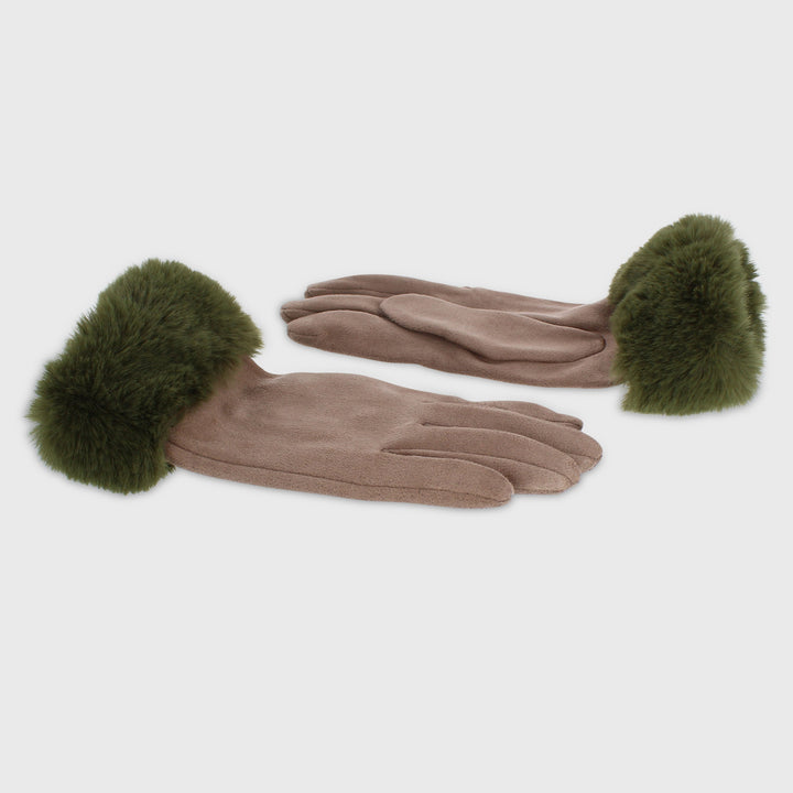 Gloves with Faux Fur Edge