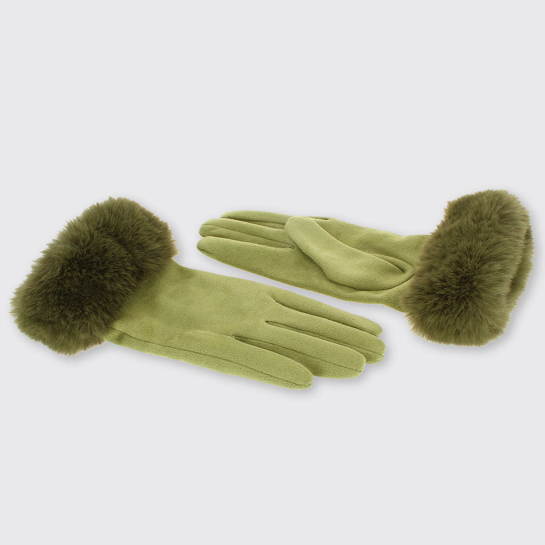 Gloves with Faux Fur Edge