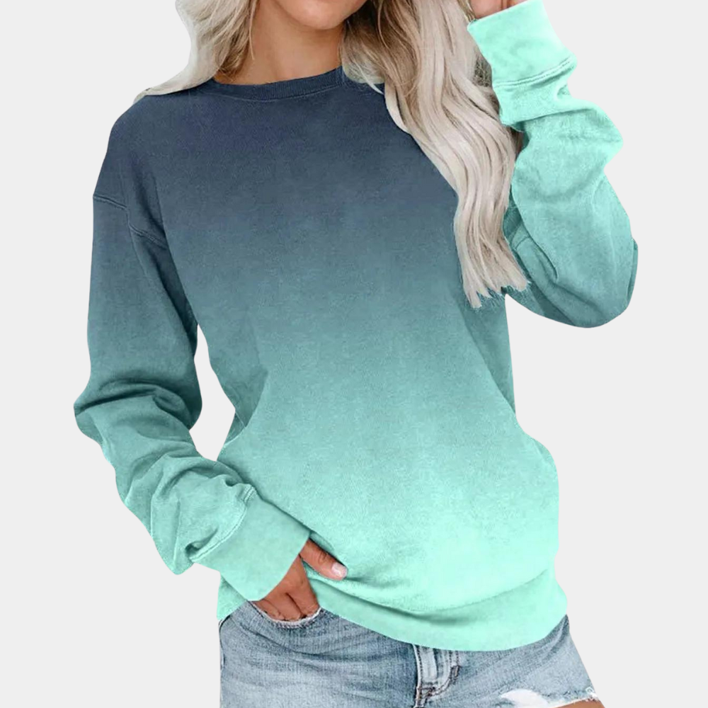Gradient Ombre Crew Neck Pullover