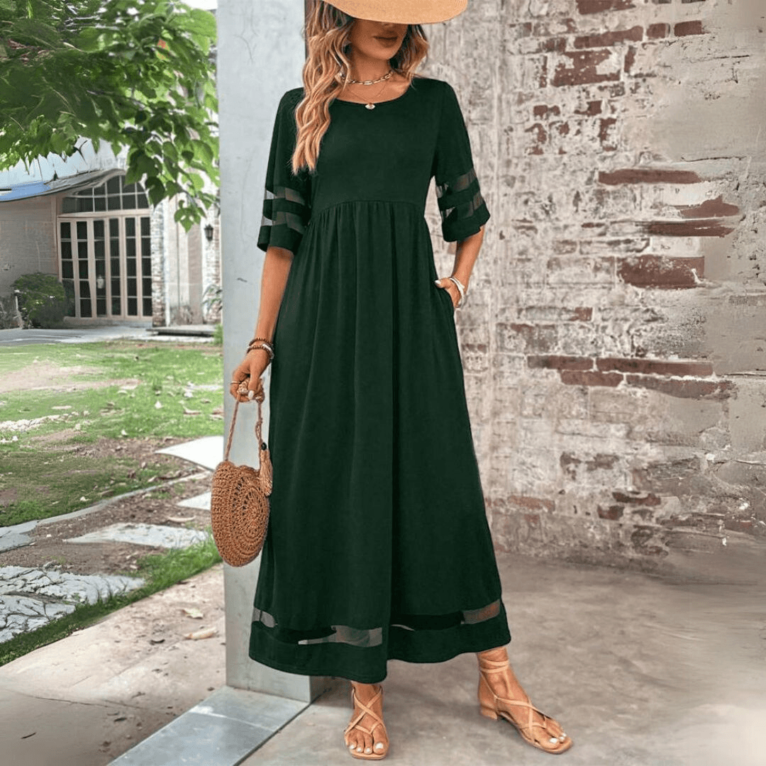 Merlot Mesh Accent Maxi Dress