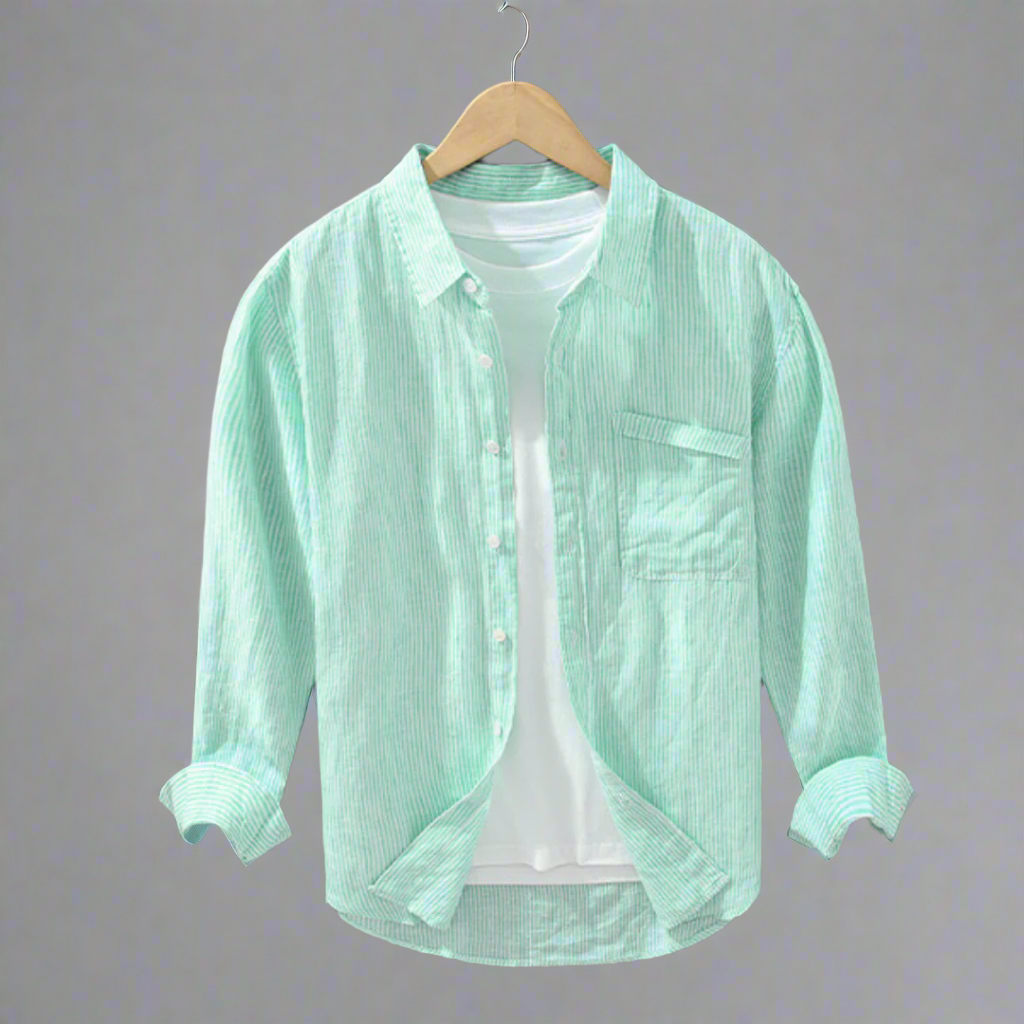 Refined Henley Cotton Long Sleeve Shirt  