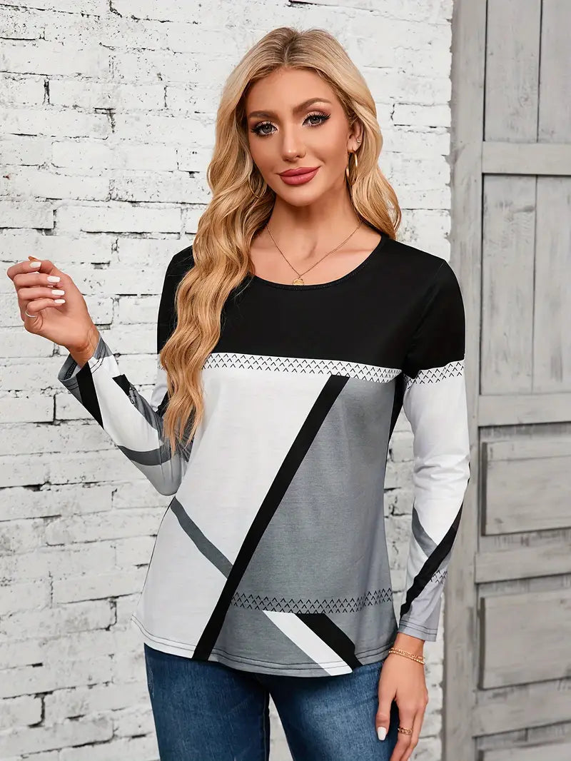 Women's Abstract Geometry Colour Block Top